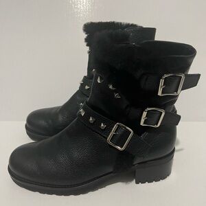 275 Central Black Leather Boots Women’s
